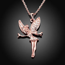 Swarovski Elements Pav'e Angel Pendant Necklace in 14K Rose Gold Plating