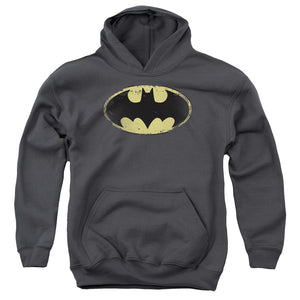 Batman - Distressed Shield Youth Pull Over Hoodie