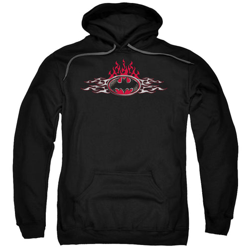 Batman - Steel Flames Logo Adult Pull Over Hoodie