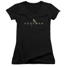 Aquaman Movie - Logo Juniors Sheer Jersery With Cap Sleeve V Neck