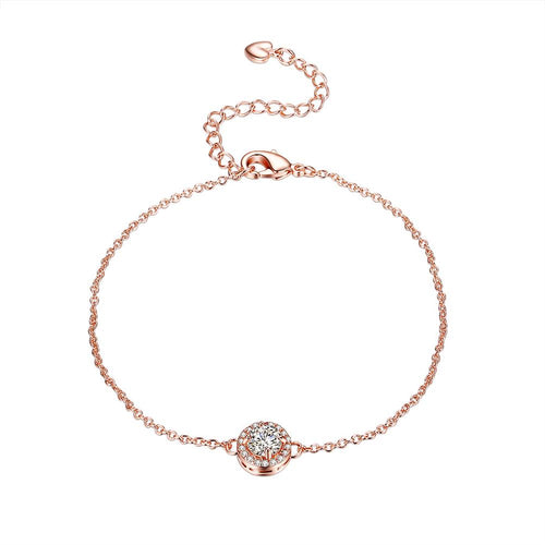 Single Solitare Swarovski Bracelet in 14K Rose Gold