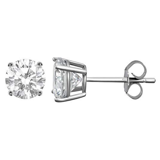 Swarovski Crystal Stud Earring in 14K White Gold Plated 6mm