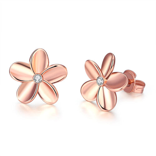 Swarovski Crystal Flower Stud Earring - 14K Rose Gold Plated