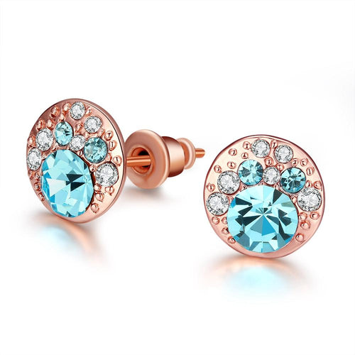 Periwrinkle Blue Swarovski Elements Studs in 14K Rose Gold