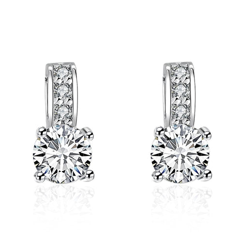 Princess Inspired Pav'e Swarovski Elements Earrings in 18K White Gold