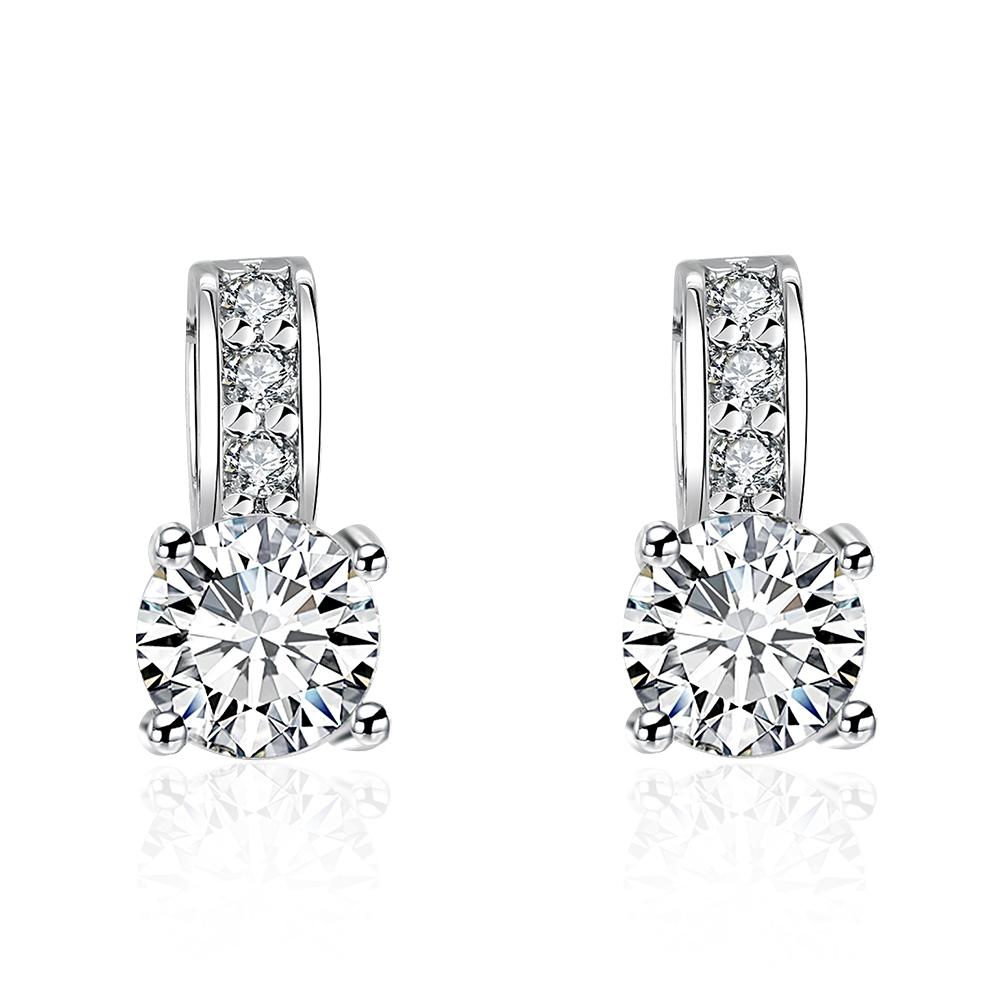 Princess Inspired Pav'e Swarovski Elements Earrings in 18K White Gold