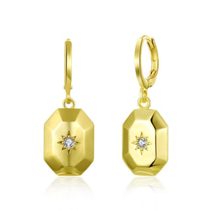 Swarovski Rectangle Drop Earrings in 14K Gold