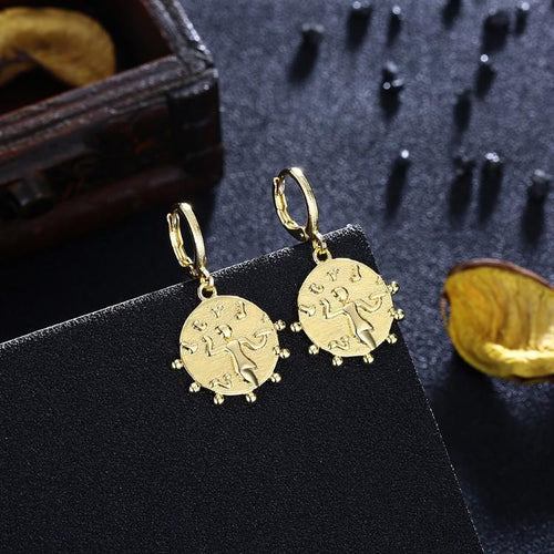 Sun Disc Drop Earrings