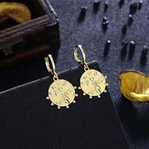 Sun Disc Drop Earrings