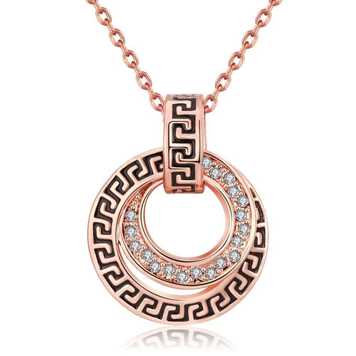 Swarovski Elements Intertwined Duo Pendant Necklace in 14K Rose Gold