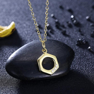 Swarovski Elements Honeycomb Pendant Necklace in 14K Gold Plating