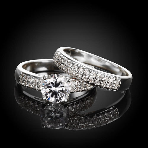 Swarovski Elements Duo 14K White Gold Ring