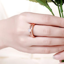 Swarovski Elements Duo Classical 18K Rose Gold Ring