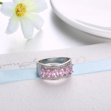 Pink Sapphire Six Stone Oval Cut White Gold Ring