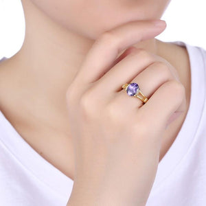 Tanzanite Classic Halo Cut Gold Ring