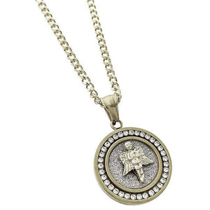 Swarovski Elements My Angel Circular Pendant Necklace in 14K Gold Plating - Two Options Available