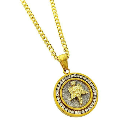 Pave Angel Necklace Embellished with Crystals in 18K Gold Plated