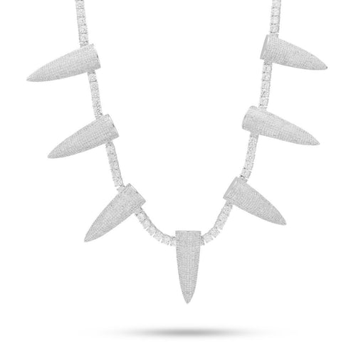 Pave Spike Necklace Embellished with Swarovski Crystals in 18K White Gold Plated