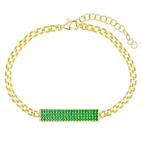 Pave Emerald Chain Bracelet 7.8