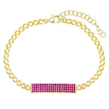 Swarovski Elements Pav'e Bar Curb Chain ID Bracelet in 14K Gold