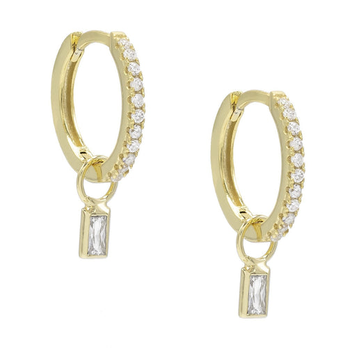Pave Mini Dainty White Topaz Stud Earringin 18K Gold Plated