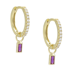 Pave Mini Dainty Pink Topaz Stud Earringin 18K Gold Plated