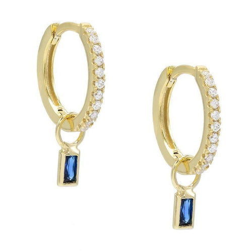 Pave Mini Dainty Sapphire Stud Earringin 18K Gold Plated