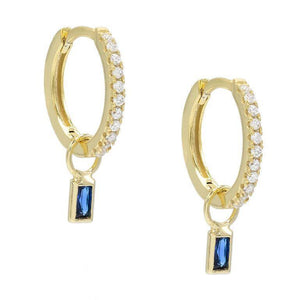 Pave Mini Dainty Sapphire Stud Earringin 18K Gold Plated