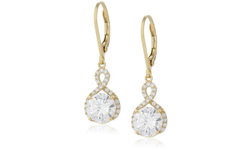 Swarovski Crystals Round Cut Halo Drop  Earring