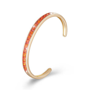 Princess Cut Swarovski Elements Bangle in 14K Gold - Orange