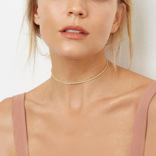 Swarovski Crystals Classic 3mm Tennis Choker  Necklace