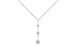 Tripple Embellished with Swarovski Crystals Ball Drop Necklace in 18K White Gold Plated