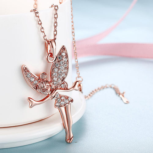 Tinkerbell Classic Necklace Embellished with Swarovski Crystals in 18K Rose Gold Plated