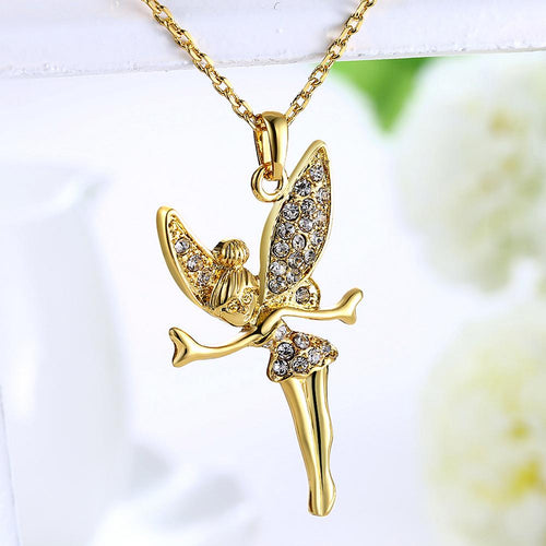 Tinkerbell Classic Necklace Embellished with Swarovski Crystals in 18K Gold Plated