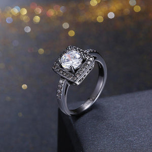 Swarovski Pav'e Halo Shaped Ring in Black Gun Plating