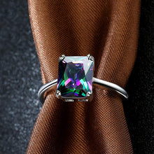 Smoky Mystic Topaz Emerald Cut Ring in 18K White Gold