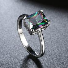 Smoky Mystic Topaz Emerald Cut Ring in 18K White Gold