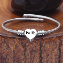 SOLID STAINLESS STEEL Heart Cable Initial Bracelet - Letters A-Z
