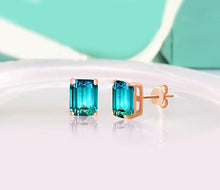 Swarovski Crystals "Aruba Aqua" - Emerald Cut Bi Color 2.00 CT Tourmaline Stud  Earring