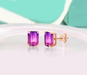 Swarovski Crystals "Aruba Aqua" - Emerald Cut Bi Color 2.00 CT Tourmaline Stud  Earring