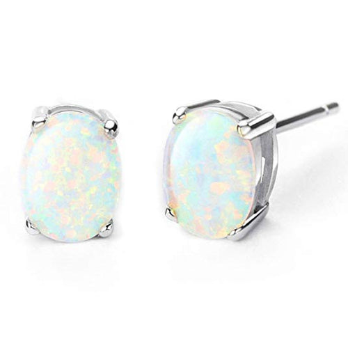 Swarovski Crystals 3.00 Ct Oval Cut Opal Stud  Earring