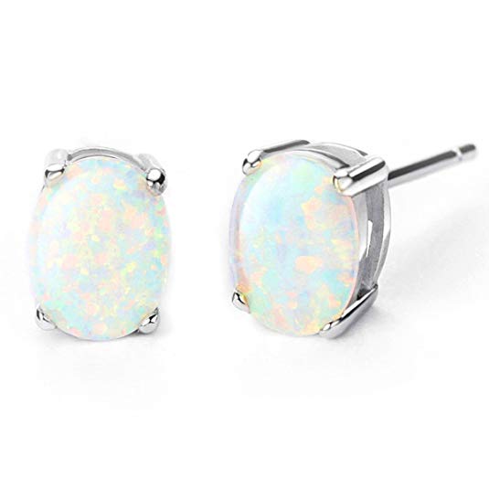 Swarovski Crystals 3.00 Ct Oval Cut Opal Stud  Earring
