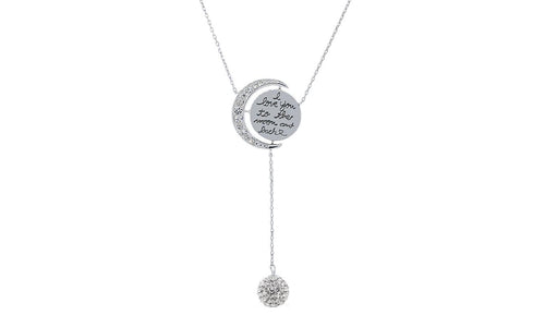 Swarovski Crystals I Love you to the Moon and Back Pendant  Necklace