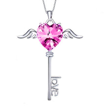Swarovski Crystals Bermuda Blue Flying is the Key to Love  Necklace