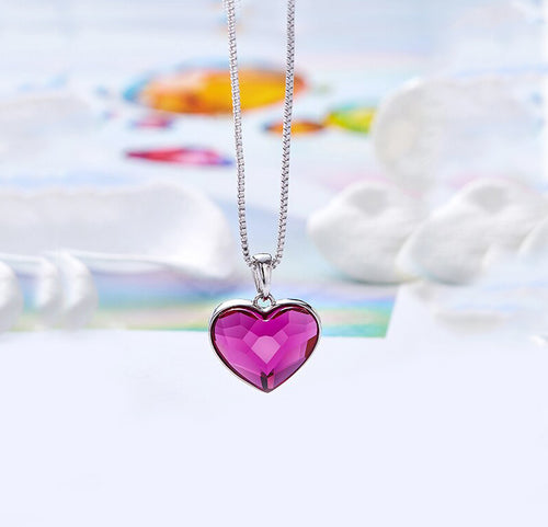 Swarovski Crystals 3.44 CT Pink Topaz Heart  Necklace
