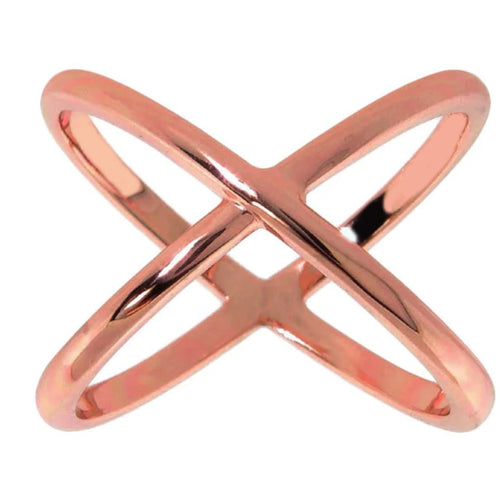 X Cross Ring in 18K Rose Gold Plated
