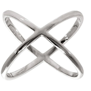 X Cross Ring in 18K White Gold Plated
