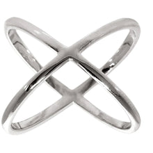 X Cross Ring in 18K White Gold Plated