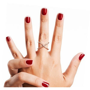 X Cross Ring in 18K White Gold Plated