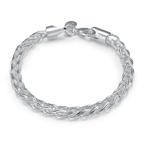 Popcorn Mesh Bracelet in 18K White Gold Plated 7.5